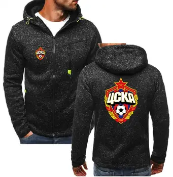 

2018 Winter New Russian premier league CSKA Moscow club FC Hoodies Sweatshirts Men Casual Apparel Zipper Hooded Hoody