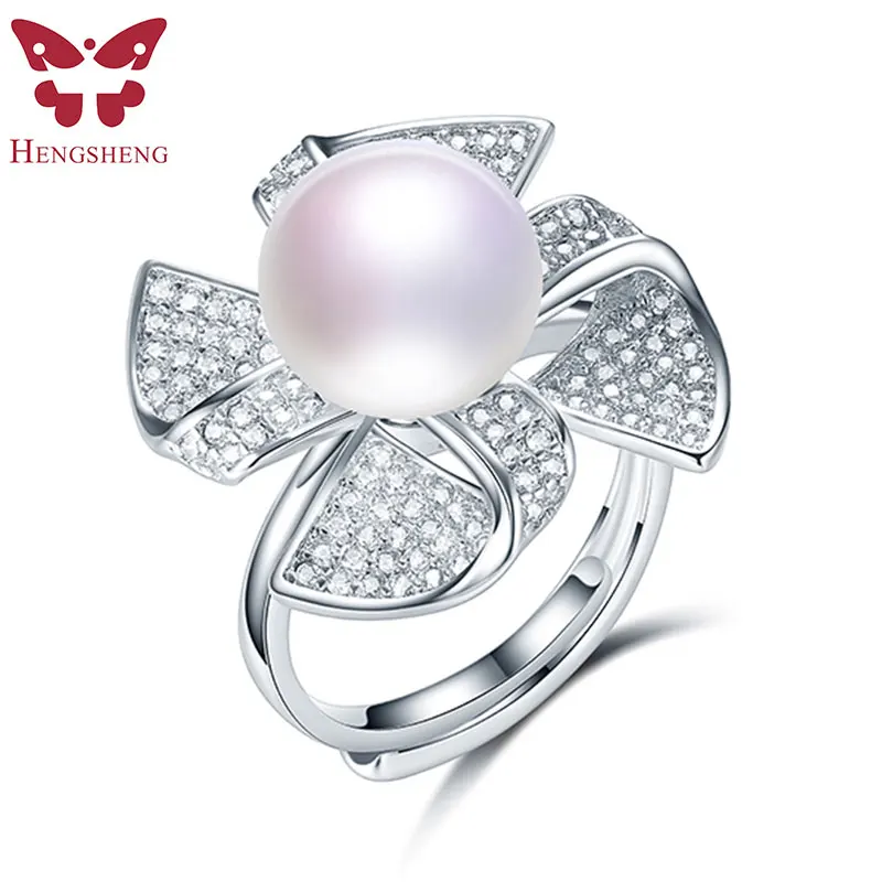 Rotatable Windmill Genuine Natural Pearl Ring, 925 Sterling Silver Rings for Women Wedding Ring Wedding Rings Silver 925 Jewelry
