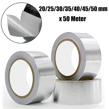 

50M 2" Fiberglass Aluminium Foil Butyl Rubber Tape Self Adhesive Reinforced Heat Shield , Waterproof for Roof Pipe Repair