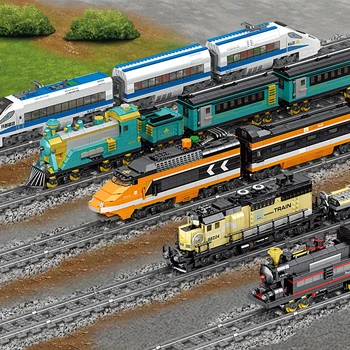 

Technic Series Train Sets Express High-speed with Tracks Power Function Figures DIY Educational Building Blocks Toys for Gifts