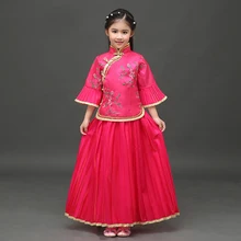 Новинка, розовое, красное китайское традиционное Милое Свадебное платье с цветами для девочек, женское студенческое платье, драматургическое платье, фото платье, размеры s, m, l, xl
