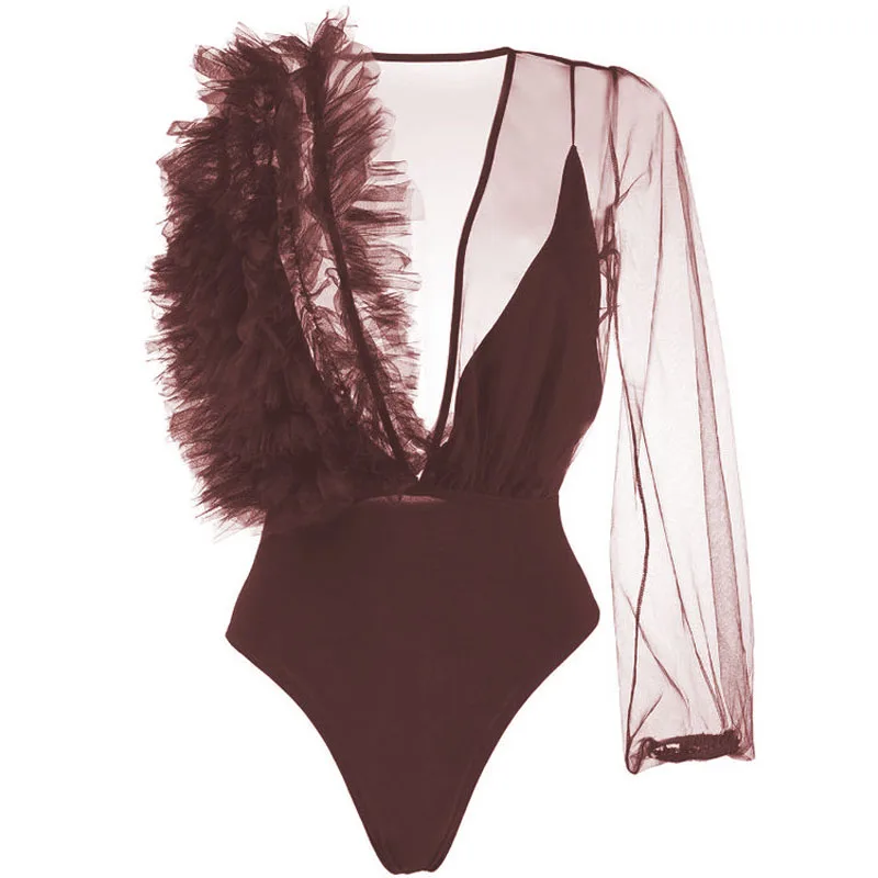High End Navy Blue Women Body Suit See Thru One