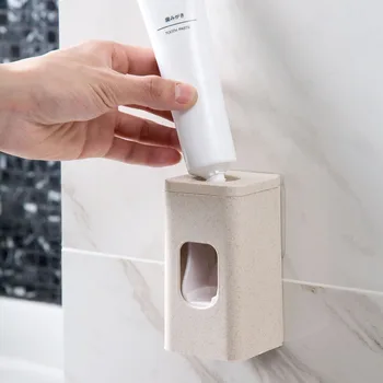 

Punch Free Wall Mount Automatic Squeeze Toothpaste Device Toothpaste Dispenser Bathtoom Toothpaste Storage Rack