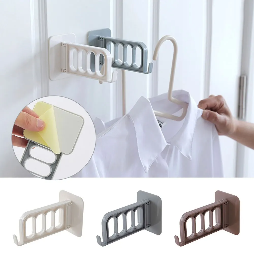 

1PC Multi-function 4 Hole Door Hooks Strong Adhesive Hanger Storage Rack Coat Hooks Creative Solid Foldable Key Decorative Hooks