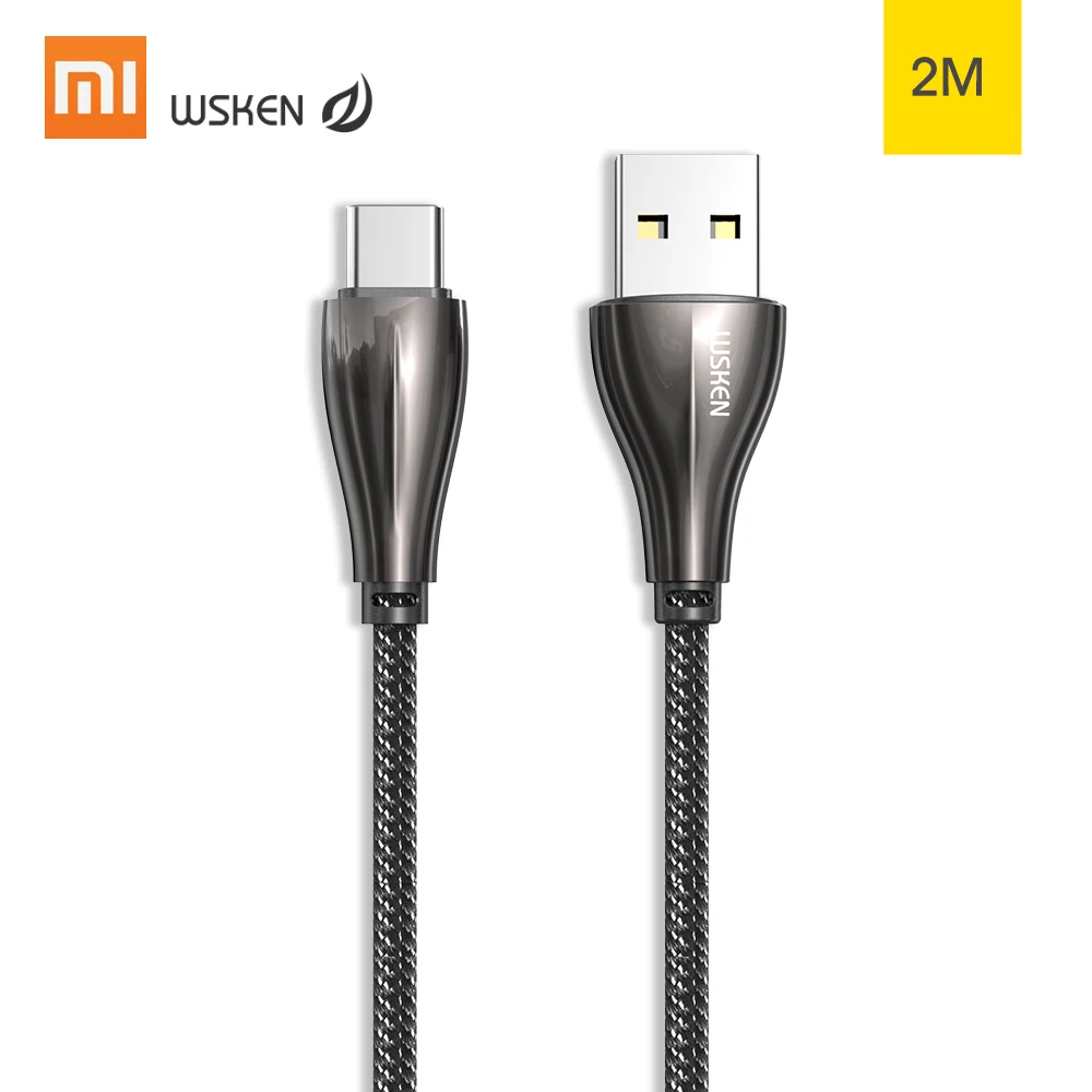 Xiaomi WSKEN type-C кабель для передачи данных RGB свет зарядка через usb быстрый заряд кабеля металлический корпус USB кабель для huawei samsung смартфон