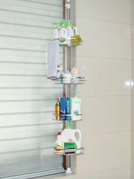 

4 Layers Shelf House 110-280 Retractable Free Installation Stainless Steel Towel Racks Bathroom Kitchen Toilet Storage Racks HWC