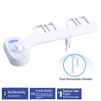 

T Type Hose Double Nozzle Bidet Sprayer Set Single Cold Toilet Non Electric ABS #