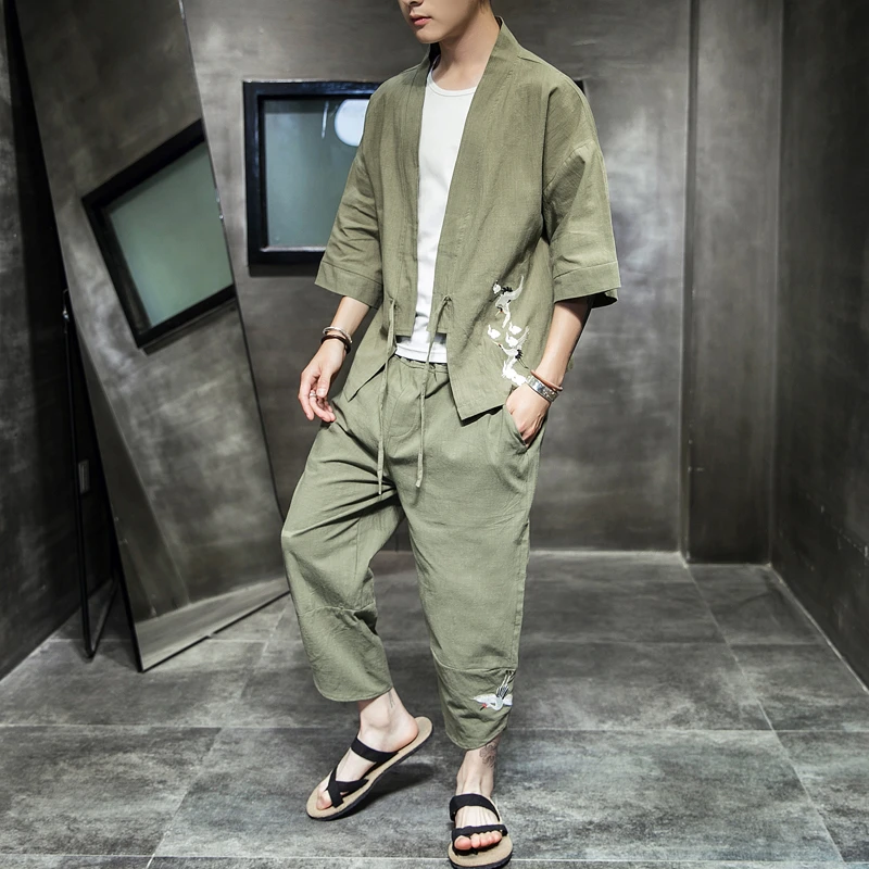 M 5XL de talla grande para hombre, camisas + Pantalones recortados, chándal de media manga, ropa calle de verano, tipo japonés, 2 XXXXXL|Conjuntos para hombres| - AliExpress