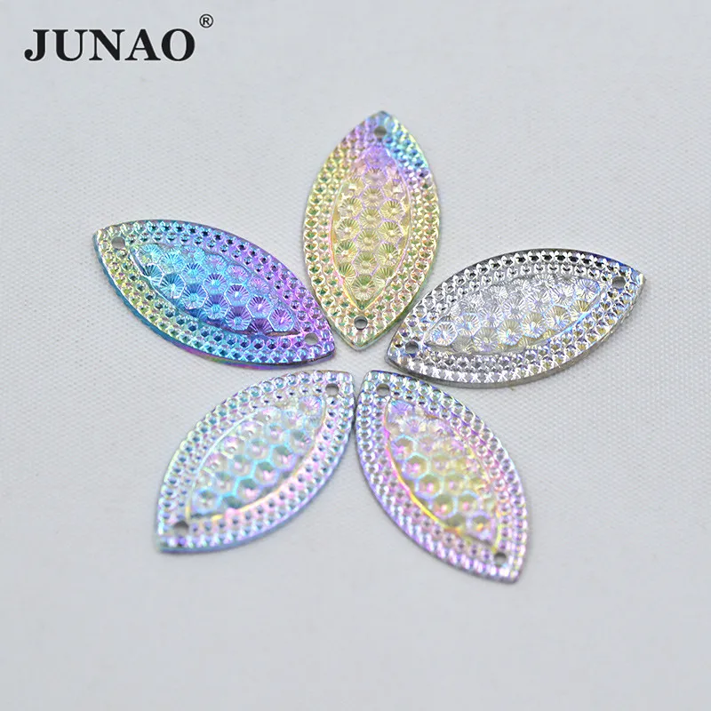 JUNAO 15*30 мм специальные внутренние подкладки для шитья Стразы ab Crystal пришить
