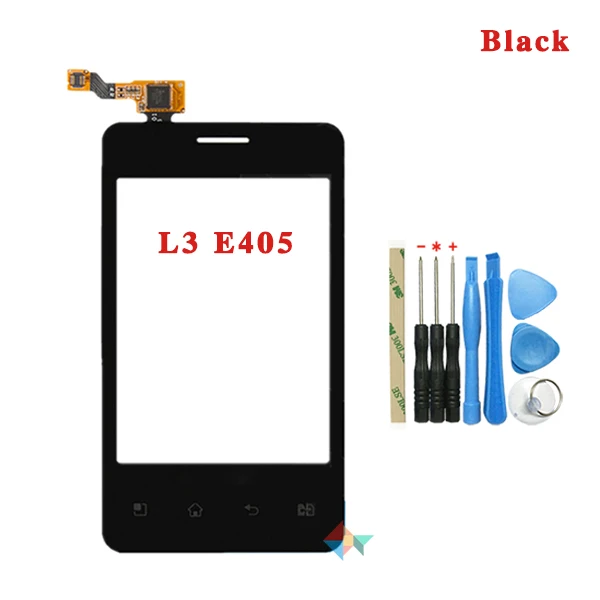 Высокое качество 3," для LG L3 E400 и Dual E405 сенсорный экран дигитайзер Переднее стекло объектив сенсорная панель - Цвет: E405 black With Tool