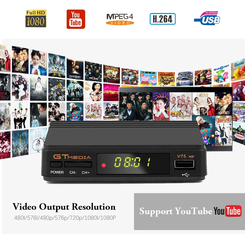 GTMEDIA Freesat V7S HD 1080 p DVB S2 спутниковый ресивер H.264 MPEG-4 поддерживает YouTube CCCAM Dolby AC3 бесплатно в Испании DVB S2 tv Box