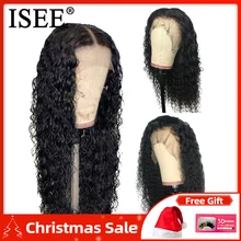 Кудрявые вьющиеся полные парики шнурка для черных женщин предварительно сорванные 150% густые натуральные волосы парики Remy ISEE волосы бразильские человеческие волосы парики