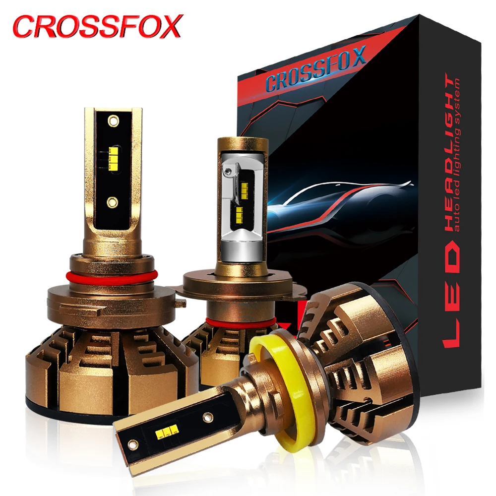 CROSSFOX H11 Светодиодный H7 H1 9005 HB3 9006 HB4 H4 светодиодный H9 H8 фары лампы Hign ближнего света автомобильные лампы 12 В Авто свет 6000 К