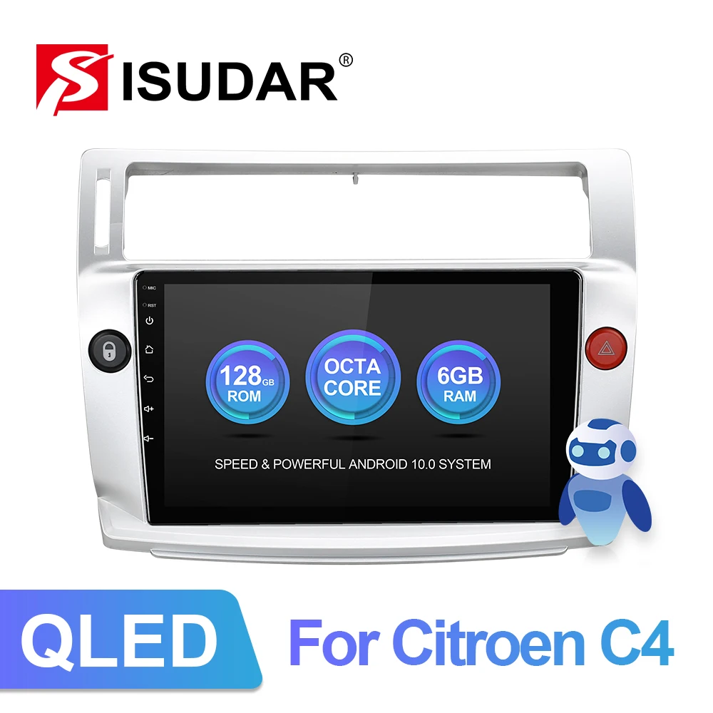 

ISUDAR V72 QLED Android 10 Car Radio For Citroen C4 C-Triomphe C-Quatre 2004-2009 GPS Car Multimedia RAM 6G Camera 4G No 2din