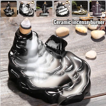 

Tower Ceramic Incense Burners Fragrance Holder Backflow Censer Aromatherapy Smoke Reflux Incense Stick Incense Censer 10 Styles