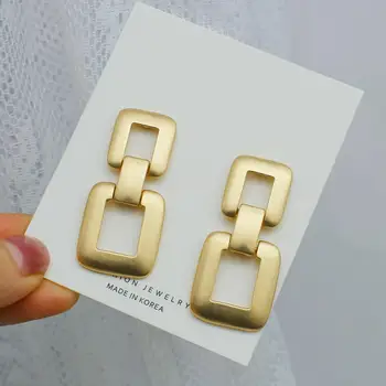 

AENSOA Simple Design Geometric Drop Dangle Earrings Gold Color Punk Earrings For Women Ladies Party Statement Jewelry Brincos