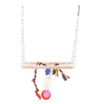 

7 Pack Bird Chewing Toy Colorful Building Log Blocks Bite Wooden String Cage LX9C