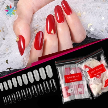 

500Pcs Clear White Natural False Nail Tips Acrylic Full Cover Tips UV Gel Manicure Fake Nail Tips Nail Tools