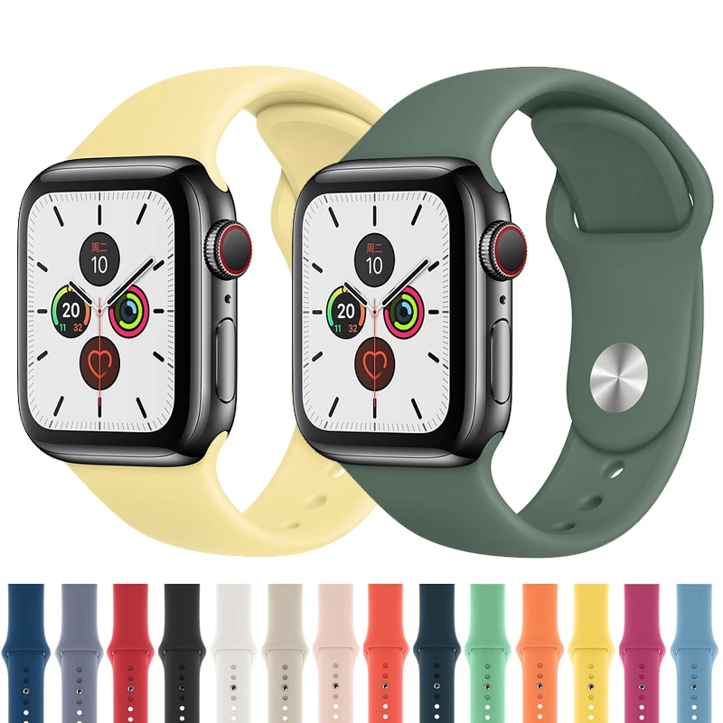 Ремешок для Apple watch band 44 мм 40 42 correa iwatch 5 4 3 2 спортивный силиконовый ремень браслет