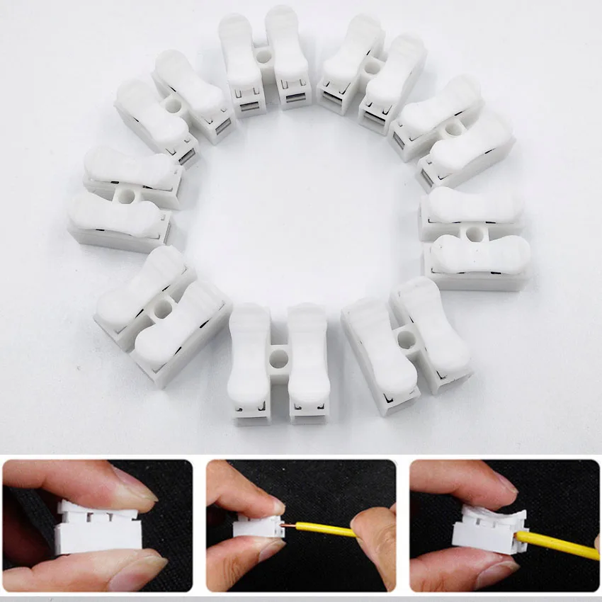 

20pcs/lot LED Strip Light Quick Wire Connecting CH-3 CH-2 Spring Wire Connectors Electrical Cable Clamp Terminal Block Connector
