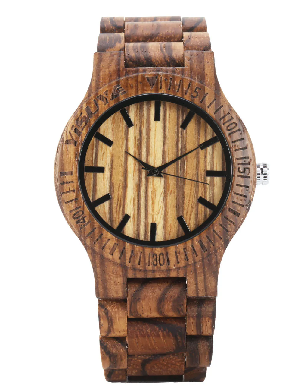 

Character And Picture Frame with Measuring with Numbers Wooden Quartz Watch Zebra Wood