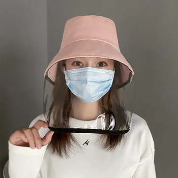 

New 1PC Fisherman Hat-Mounted Transparent Mask Protective Cap Face Mask Plastic Anti-saliva Anti-fog Spray Protection