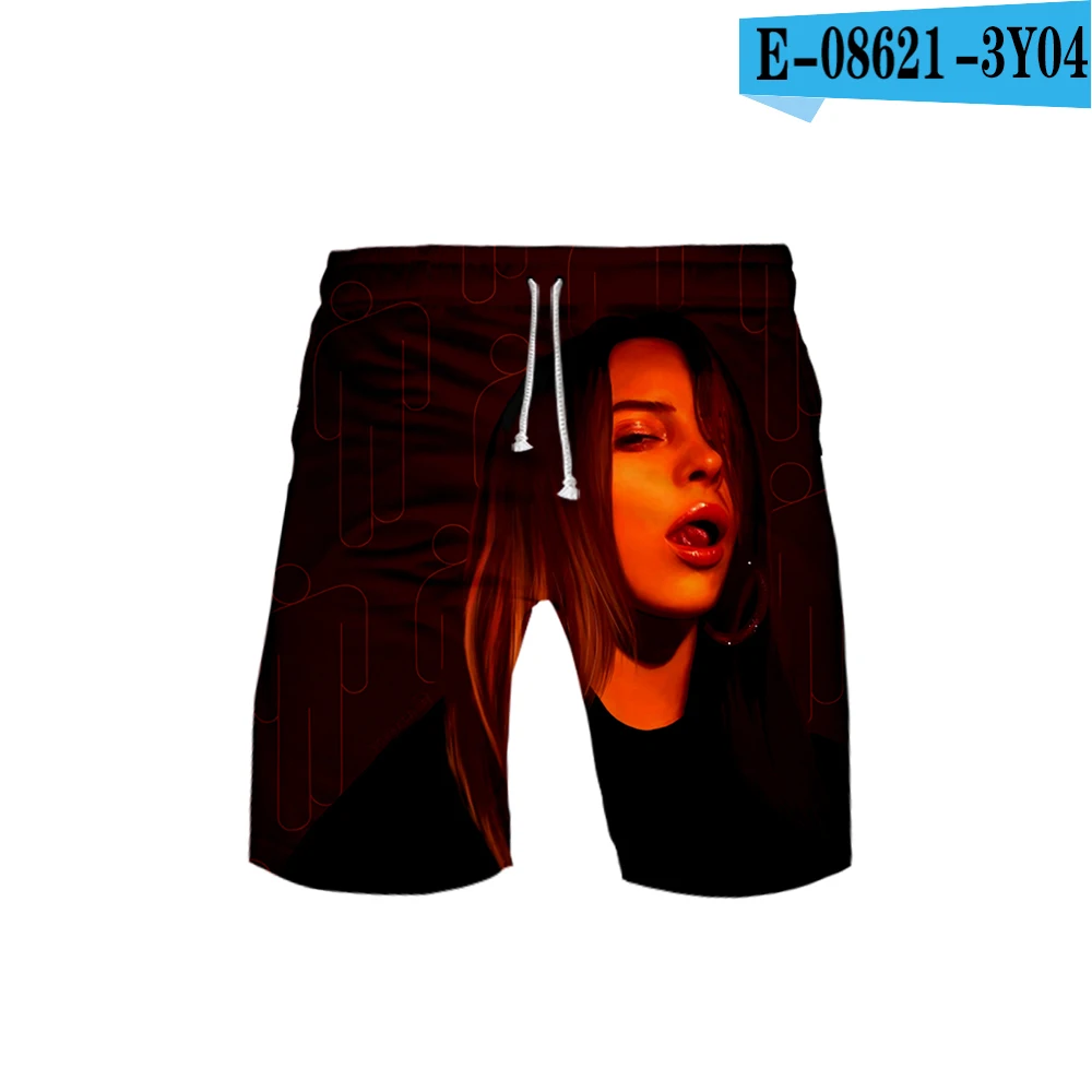 Billie Eilish/комплект из двух предметов с 3D принтом, летний популярный комплект из 2 предметов в стиле хип-хоп, модный спортивный костюм, футболка с высокой посадкой+ короткие штаны, комплекты - Цвет: 3y04