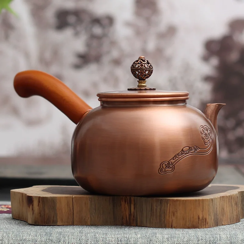 Copper side pot pure copper urgent whisker pure handmade teapot small capacity with long handle copper pot