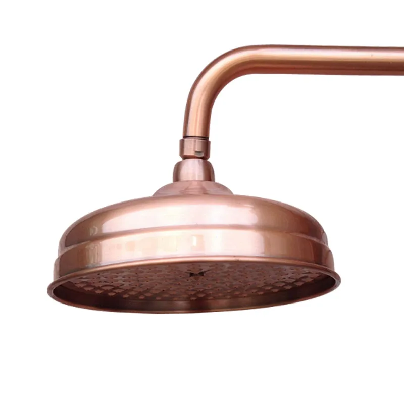 Antique Red Copper Round 8" Rainfall Shower Head Extension Pipe Wall Arm Shower Arm Bathroom Accessory (Standard 1/2") Nsh100 shower head,shower nozzle