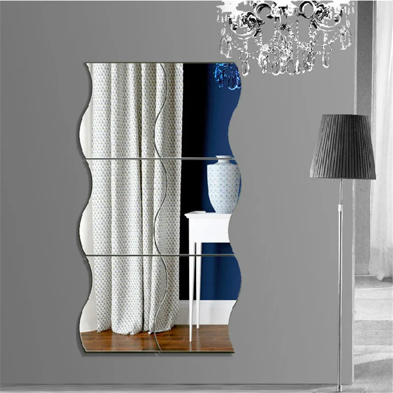 Крестообразная рамка для акриловых 6 блоков волновой комбинации объемная Зеркальная Наклейка детская комната гостиная вход декоративная наклейка