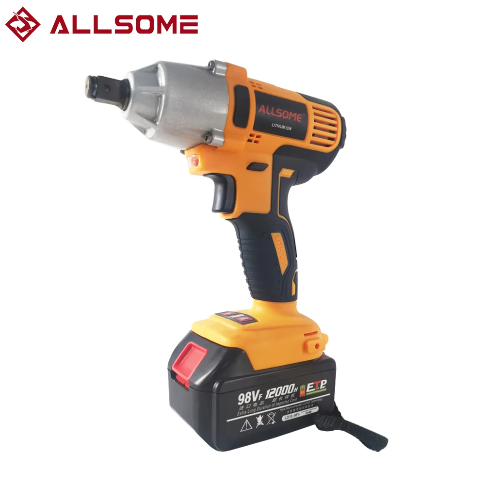 ALLSOME 98VF 320Nm 12000mAh Cordless Electric Impact Wrench Drill Screwdriver 110-240V