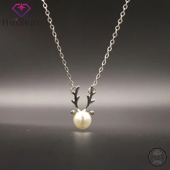 

HuiSept Fashion 925 Silver Necklace with Freshwater Pearl Pendant Elk shape Jewelry Ornaments for Female Wedding Party Wholesale