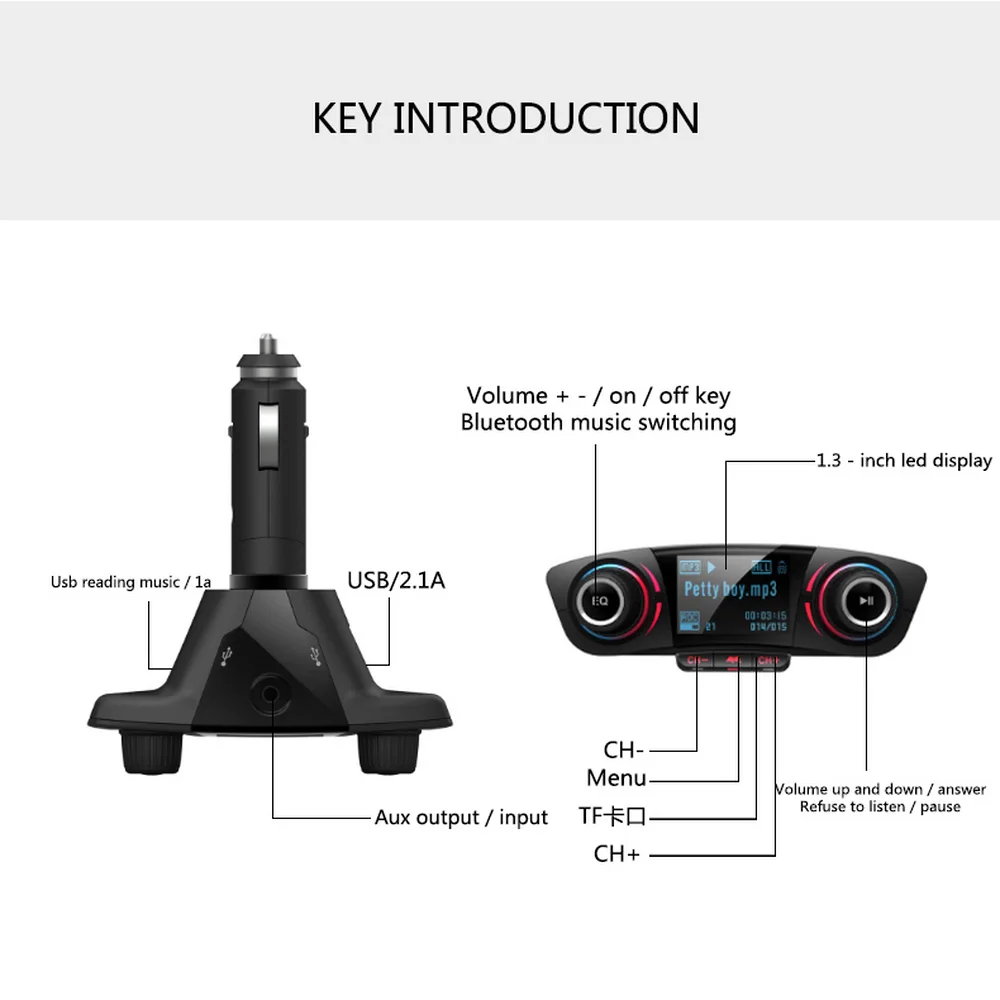 Автомобильный MP3-плеер Bluetooth fm-передатчик громкой связи автомобильный mp3 комплекты Радио Аудио Поддержка TF карта MP3/WMA MP3 Автомагнитола