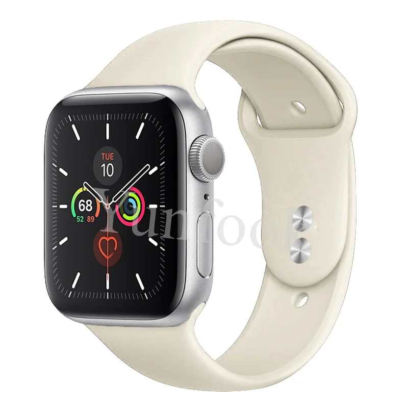 antique white Ремешок для Apple Watch 38 мм 42 мм iWatch 4 ремешок 44 мм 40 мм спортивный силиконовый ремень браслет correa Apple watch 5 4 3 2 аксессуары - Цвет ремешка: antique white