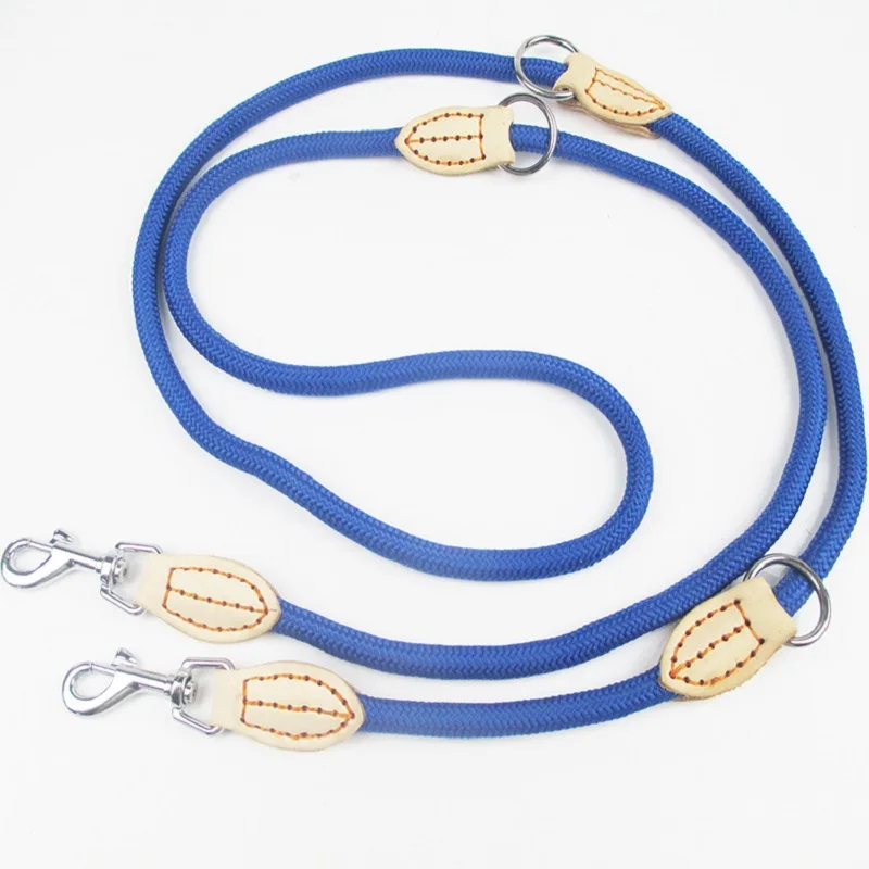 Multifunction two dog Leashes Nylon Double Leash P chain Collar Adjustable Long Short Dog Training Leads Tied rope | Дом и сад