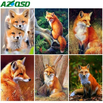 

AZQSD 5D DIY Diamond Painting Fox Full Square Drill Picture Of Rhinestones Diamond Embroidery Mosaic Animal Home Decoration