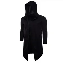 Мужской индивидуальный стиль панк хип-хоп плащ с капюшоном Тренч трикотажная длинная куртка Мужская s хип-хоп Готический стиль ветровка кардиган