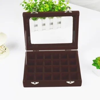 

Stand Jewelry Box Ring Display Glass Velvet Earring Organizer Holder Tray