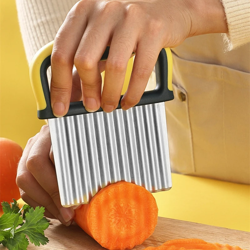 

Stainless Steel Handheld Potato Chips Slicer French Fries Cutting Knife Fruit and Vegetable Cutter Tools Home kitchenware