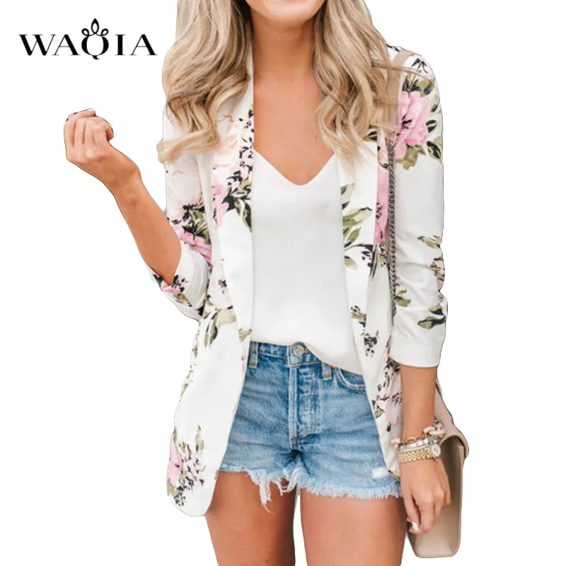 

Elegant Blazer Feminino Women Floral Long Sleeve Blazer Notched Collar Coat Female Outerwear Women Blazers and Jackets 2019 New