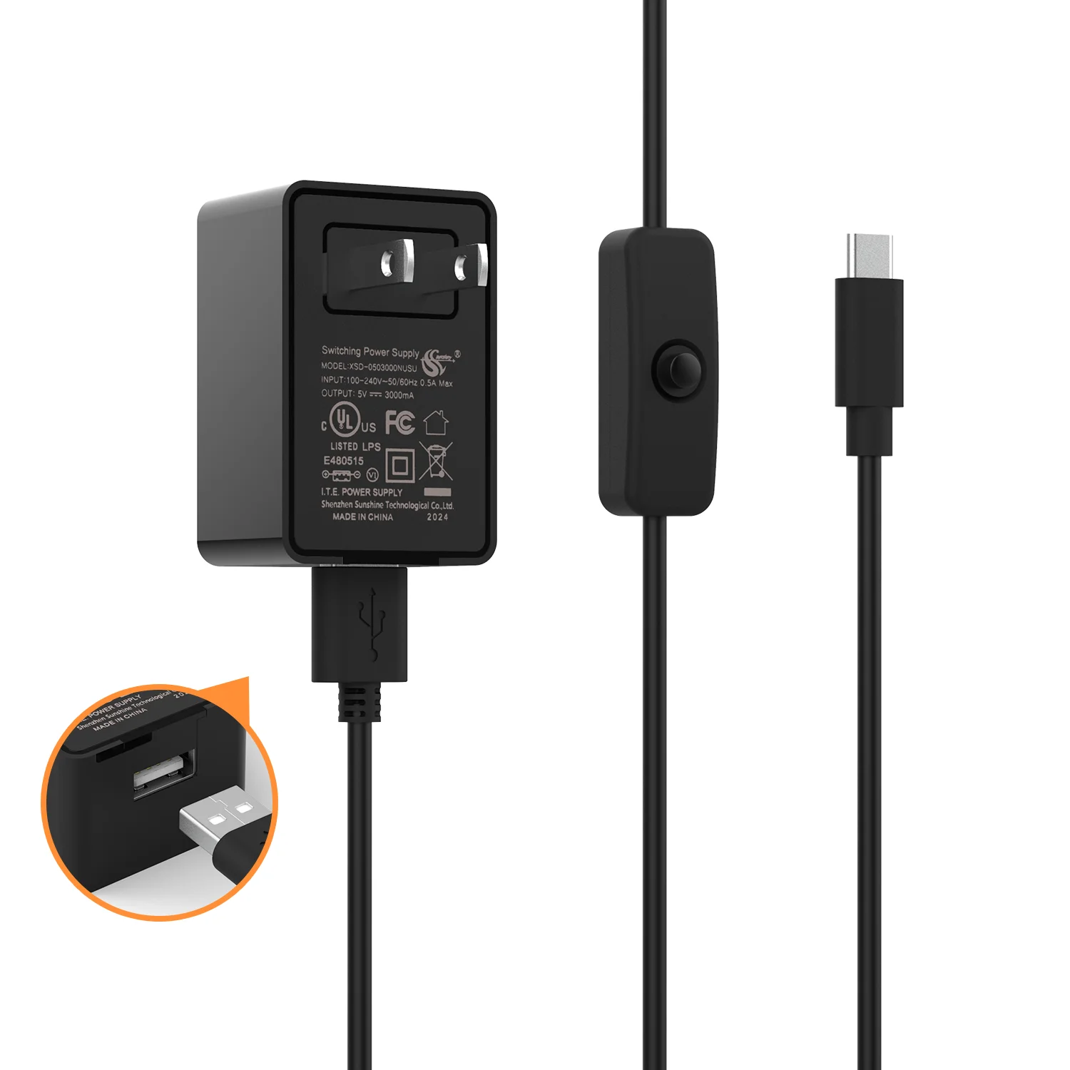 Кабель питания Tapdra Raspberry Pi 4 USB Type-C зарядное устройство 5 25 в/3 А UL перечисленные 1