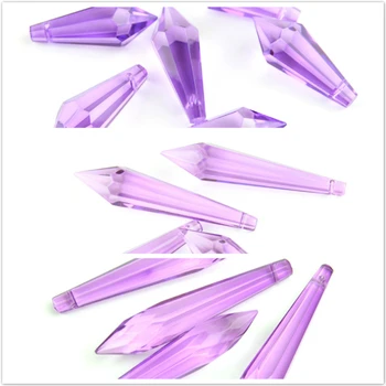 

38MM/63MM/76MM Lilac K9 Crystal Chandelier Pendants Prisms Cut&Faceted Glass U-Icicle Drops For Cake Topper Decoration