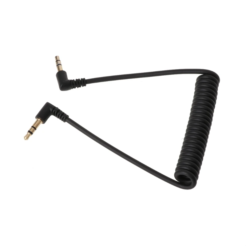 

90 Degree Right Angled 3.5mm Jack Male To Male Spring Stereo Car AUX Cable 72XB