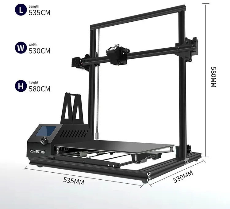 ZONESTAR Z10 Lager Размер 3d принтер одиночный/двойной экструдер Автоматическое Смешивание цвета с закаленным стеклом Горячая кровать быстро собранный