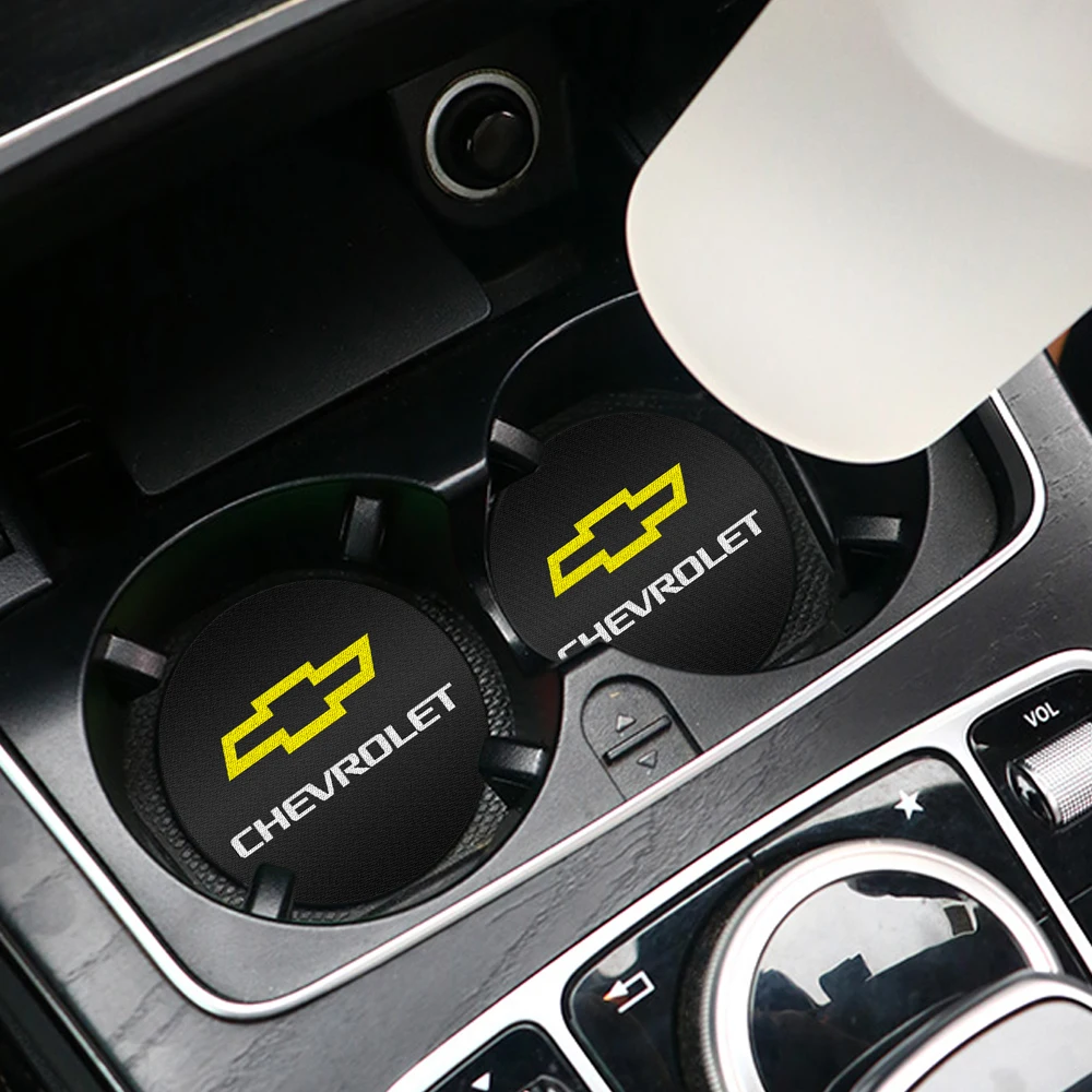 Car 1/2PCS Coasters Anti-Slip Pad Epoxy Cup Holder Mat For Chevrolet Cruze Lacetti Captiva Trax Impala Camaro Sonic Spark Sail