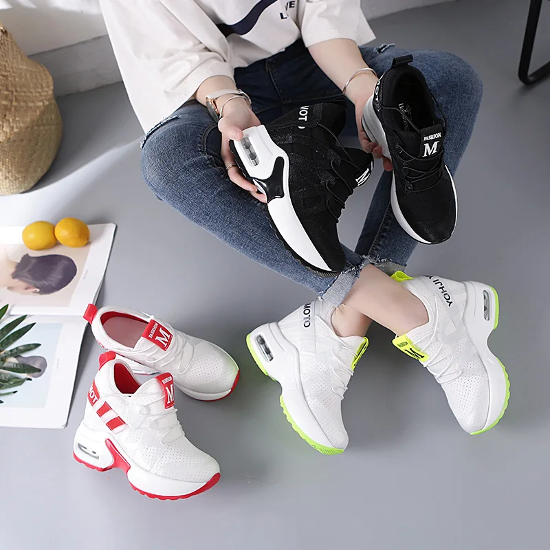 

2019 New Style Elevator WOMEN'S Shoes 9cm Korean-style White Shoes Students Sports Footwear Slimming Versatile Travel Shoes