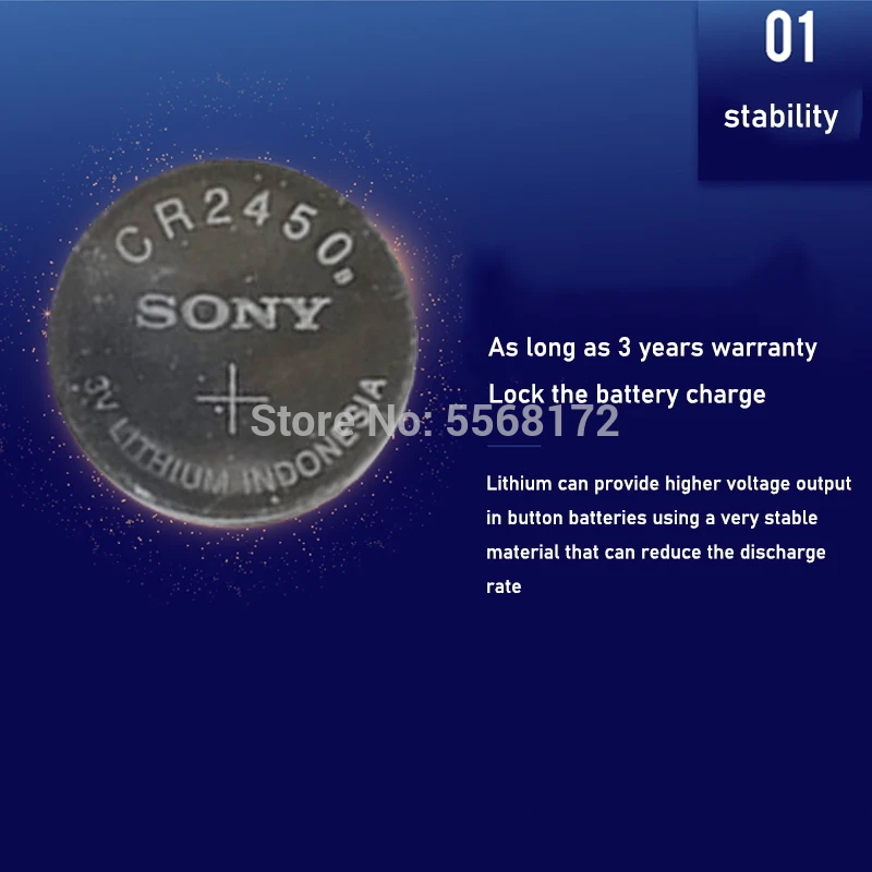 Оригинальный кнопочный Аккумулятор SONY CR2450 3 в литиевые батареи CR 2450 для часов