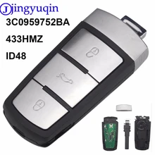 433mhz 3 botões keyless sem corte flip inteligente carro remoto chave fob com chip id48 3c0959752ba para vw passat b6 3c b7 magotan cc