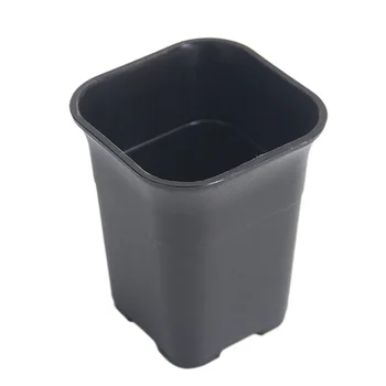 

2 pcs Square Succulent Pots High Waist Black Plastic Matte Plant Pot for Garden Office Home