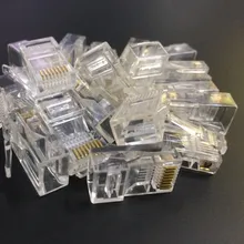 20 pces cat5 cat5e rede conector rj45 cabo de metal modular plug terminais cabo ultra flexível passar através do conector rg45